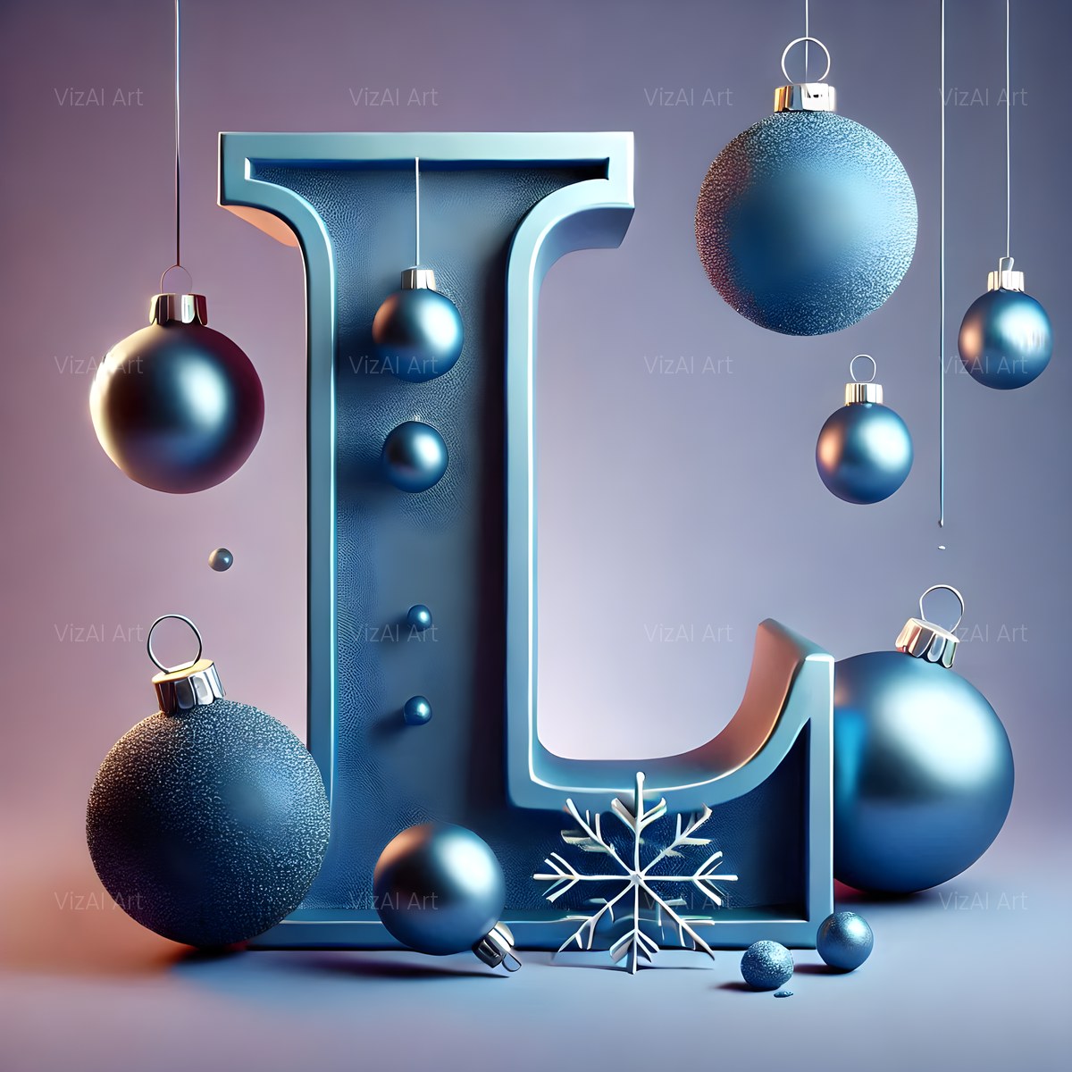 Christmas Silver Bauble Frost alphabet — printable letter L