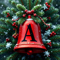 Christmas Scarlet Bell Charm alphabet — printable letter A