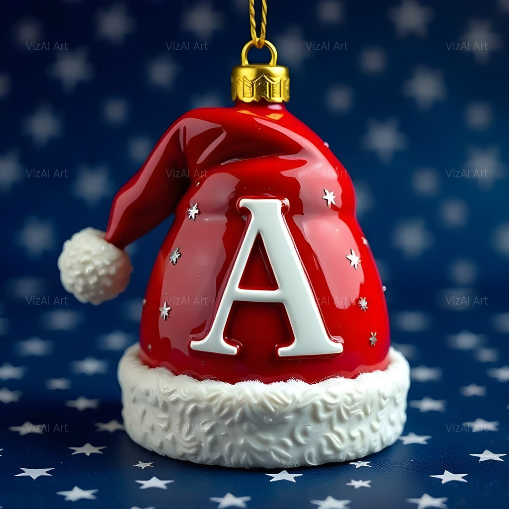 Christmas Scarlet Santa Hat alphabet — printable letter A