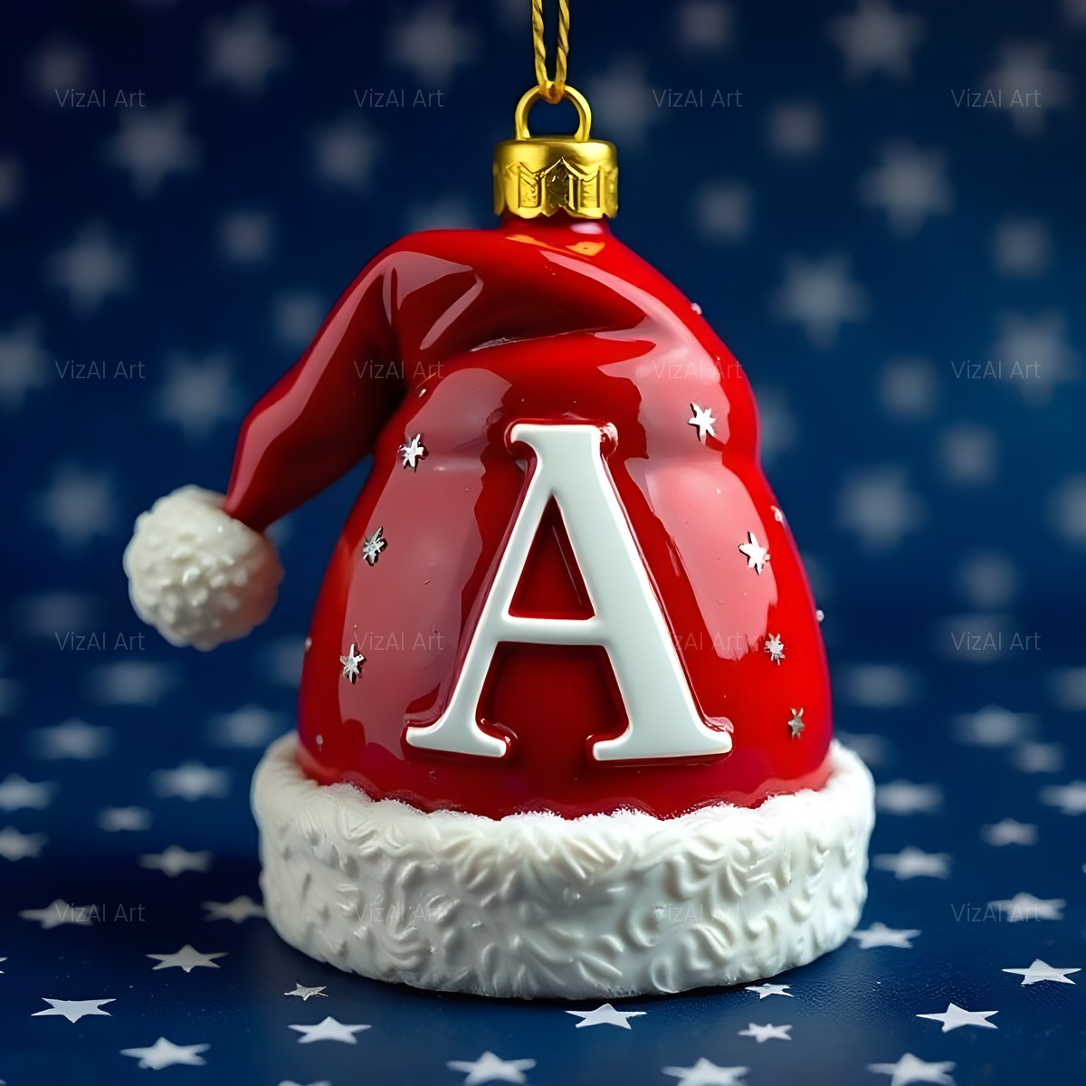 Christmas Scarlet Santa Hat alphabet — printable letter A