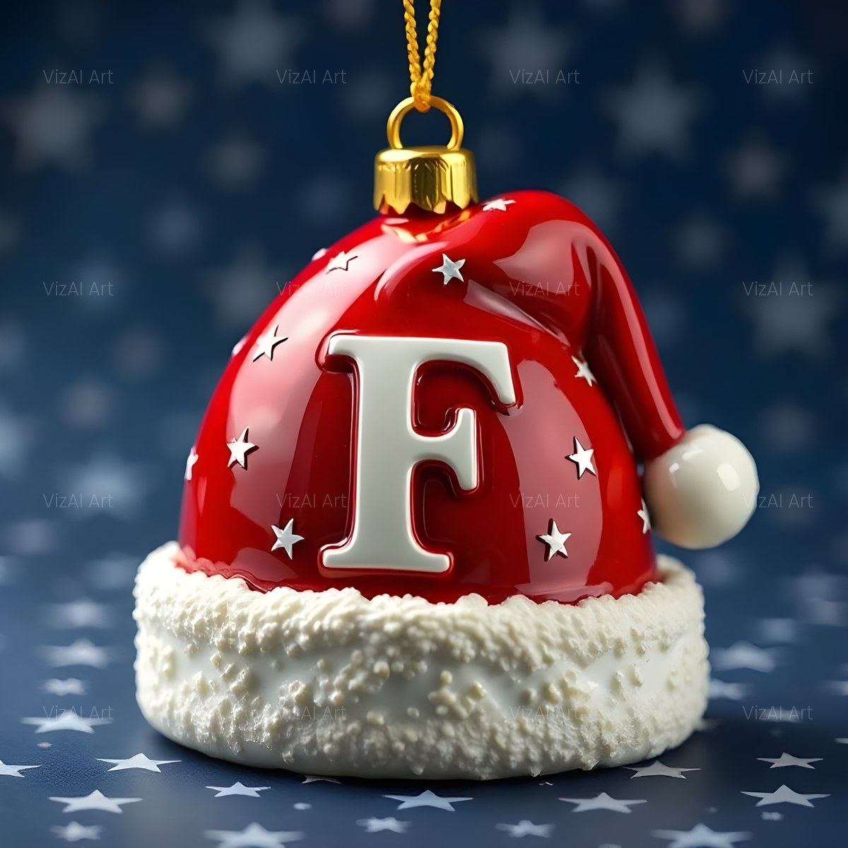 Christmas Scarlet Santa Hat alphabet — printable letter F