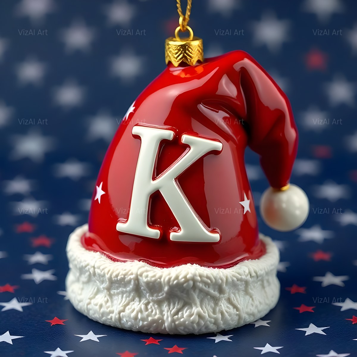 Christmas Scarlet Santa Hat alphabet — printable letter K