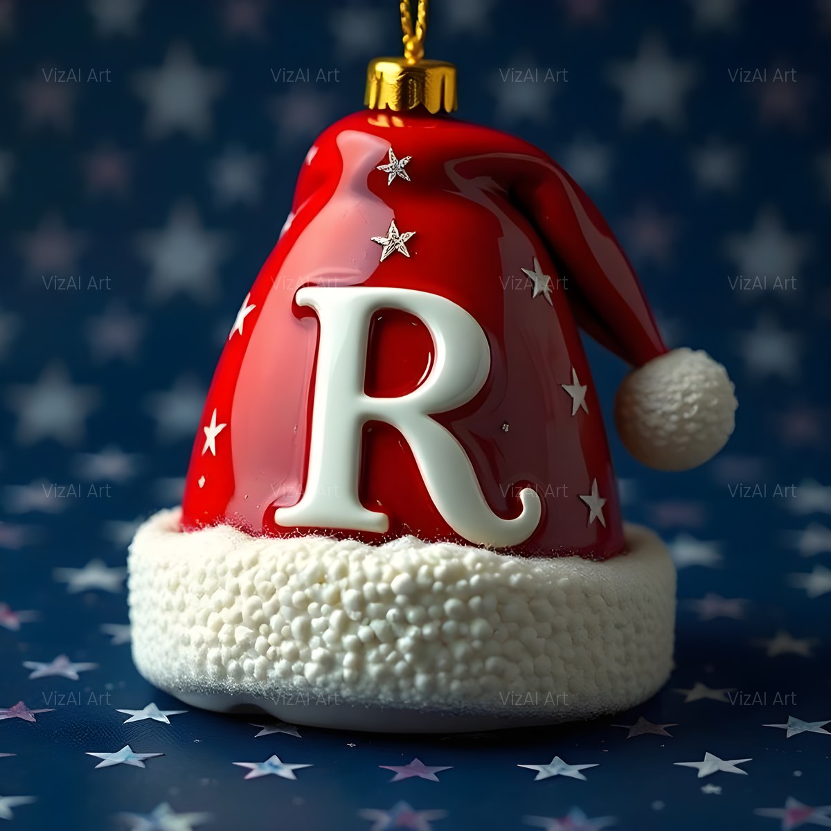 Christmas Scarlet Santa Hat alphabet — printable letter R