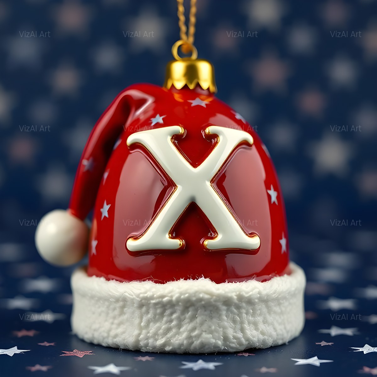 Christmas Scarlet Santa Hat alphabet — printable letter X