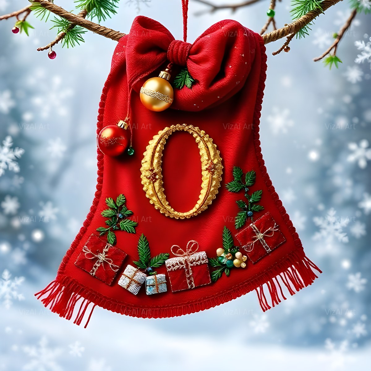 Christmas Scarlet Scarf Warmth alphabet — printable letter O