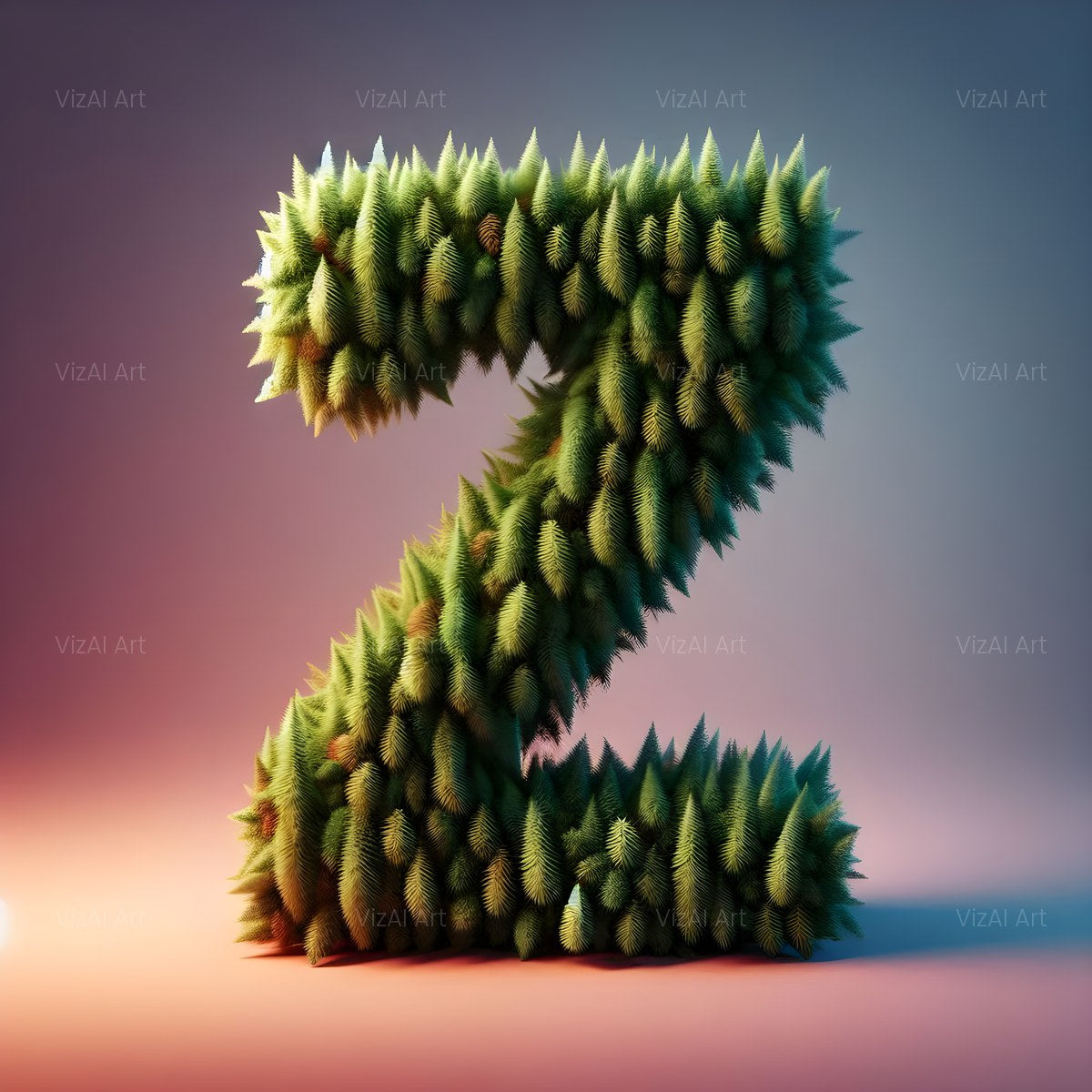 Christmas Evergreen Pinecone Glow alphabet — printable letter Z