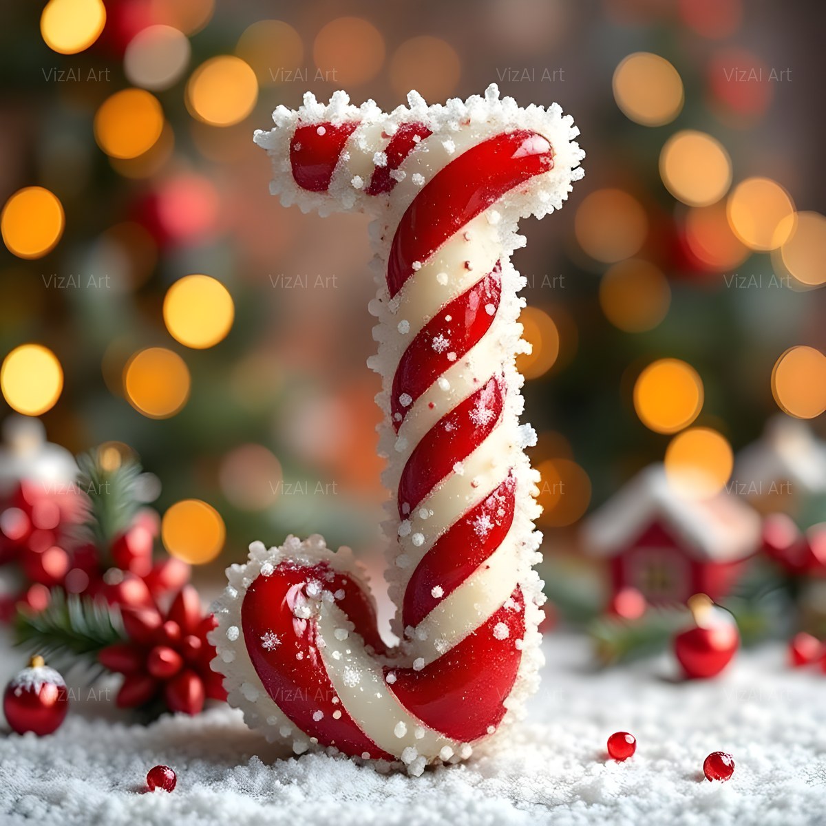 Christmas Candy Cane Cheer alphabet — printable letter J