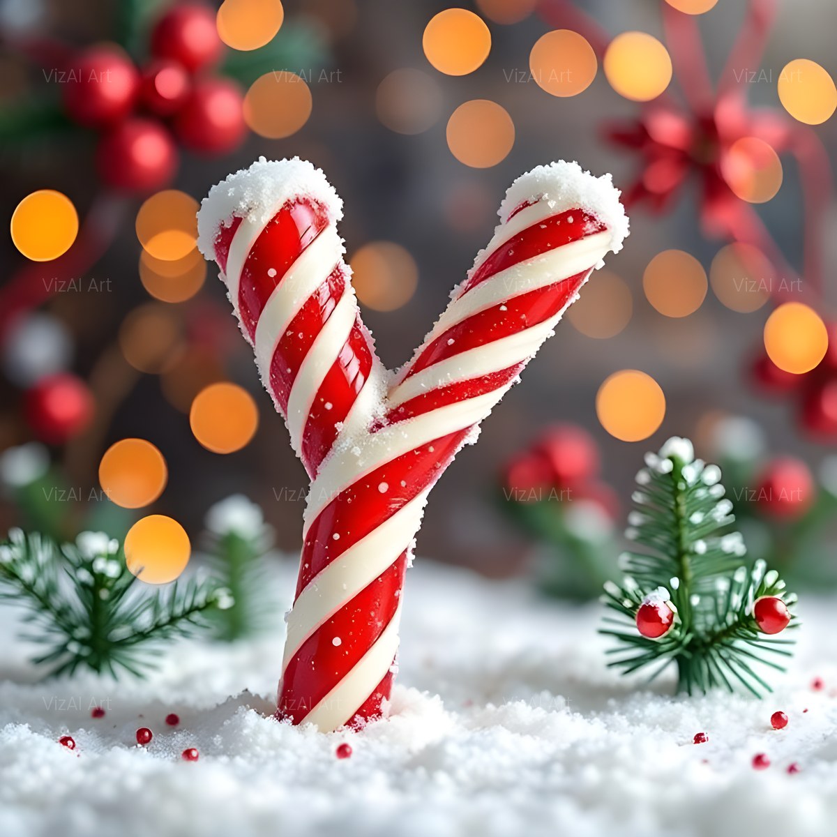 Christmas Candy Cane Cheer alphabet — printable letter Y