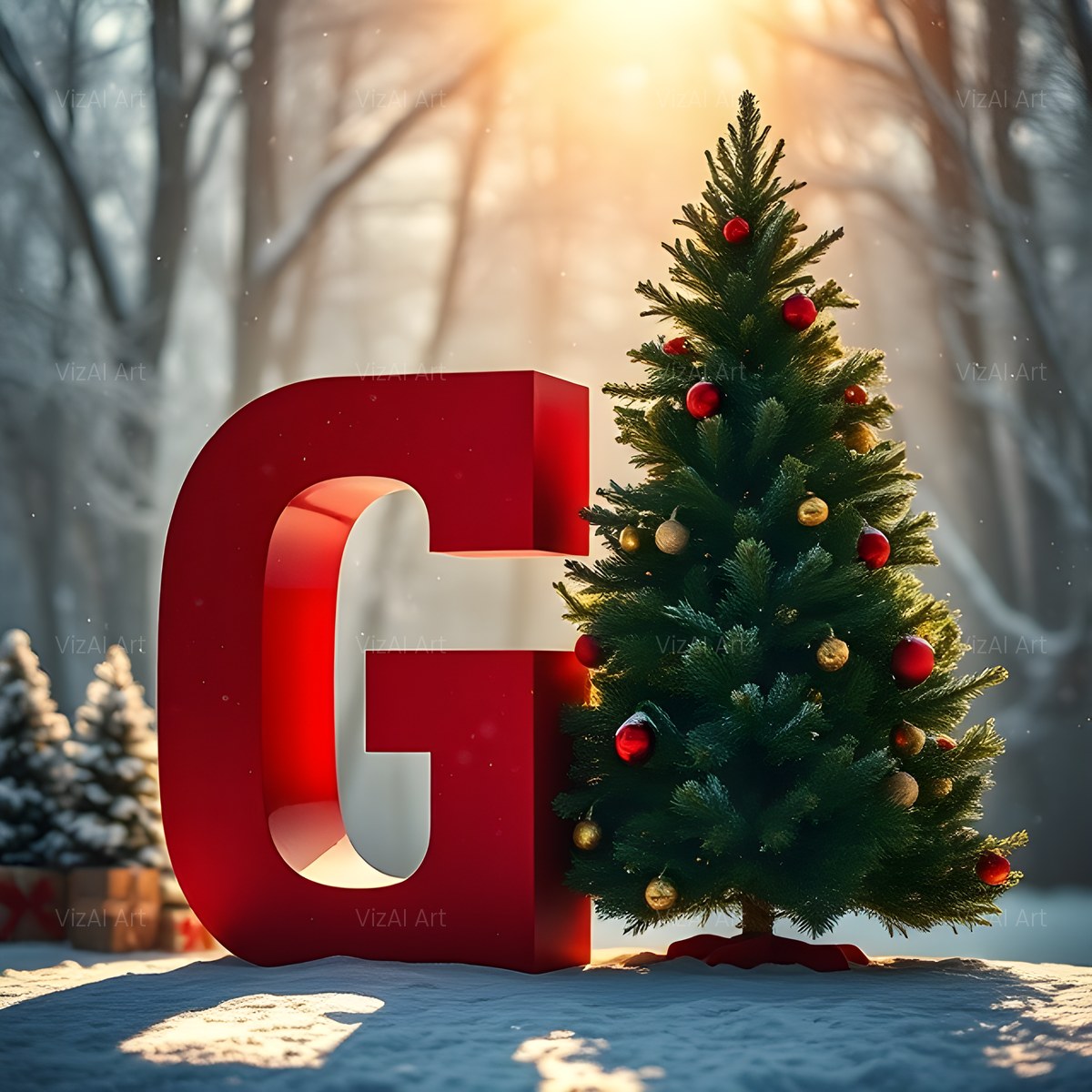 Christmas Scarlet Fir Glow alphabet — printable letter G