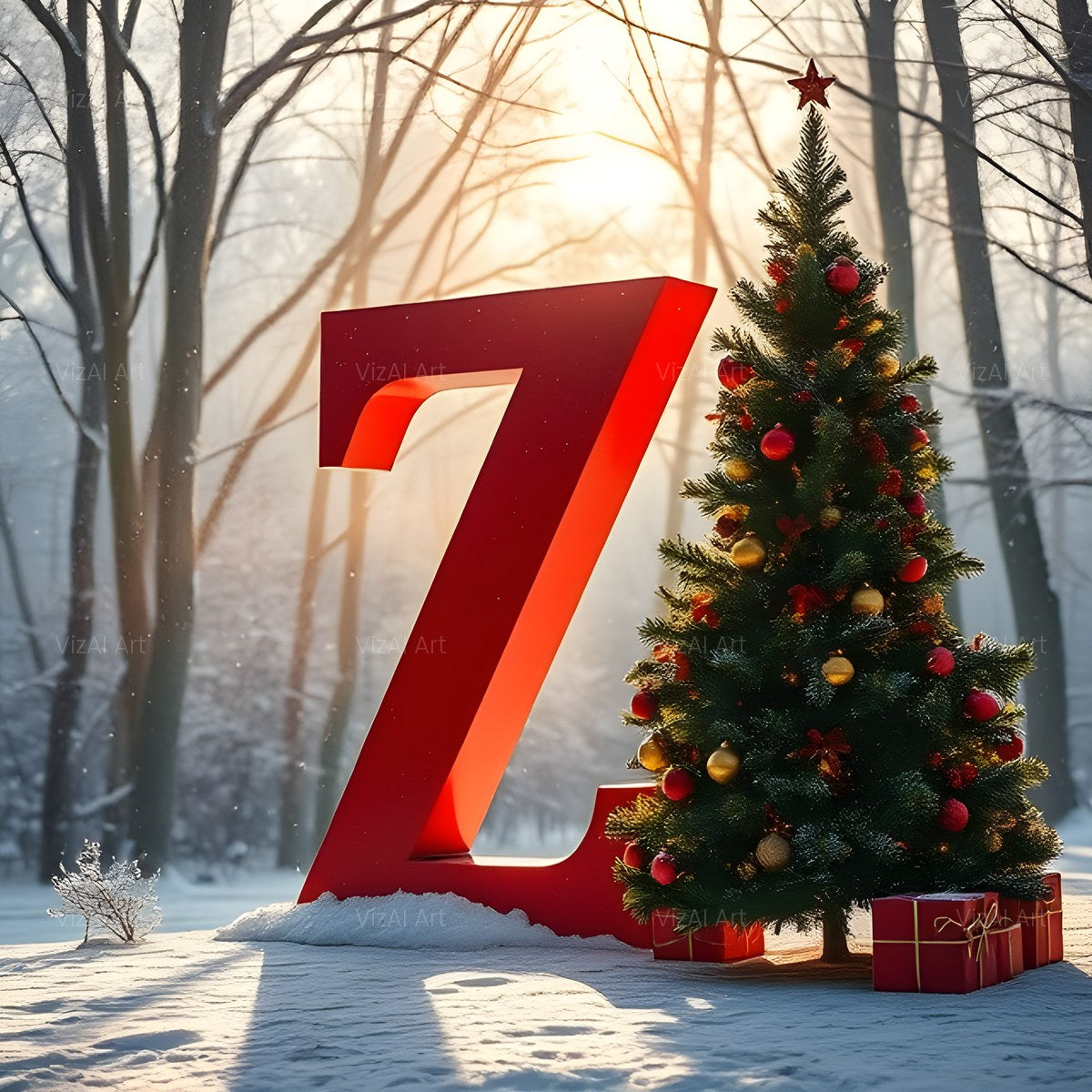 Christmas Scarlet Fir Glow alphabet — printable letter Z