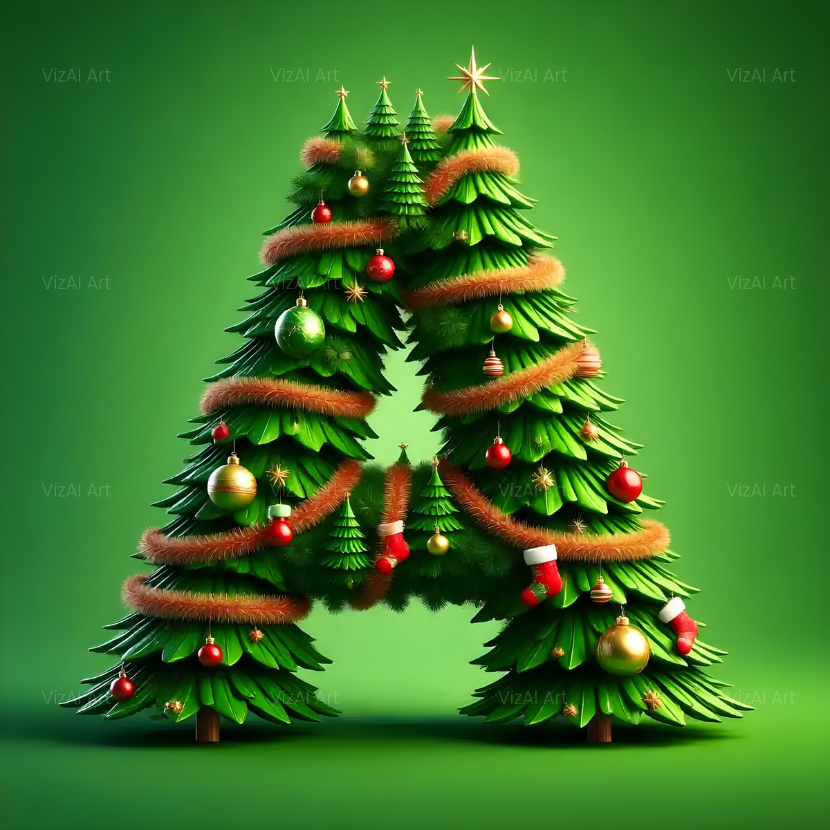Christmas Evergreen Forest Parade alphabet — printable letter A