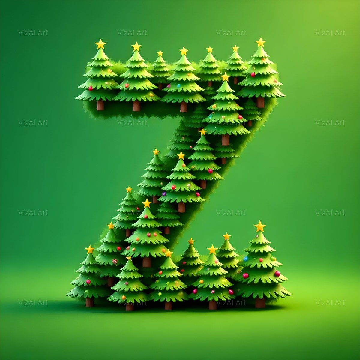 Christmas Evergreen Forest Parade alphabet — printable letter Z