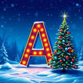 Christmas Scarlet Tree Lights alphabet — printable letter A