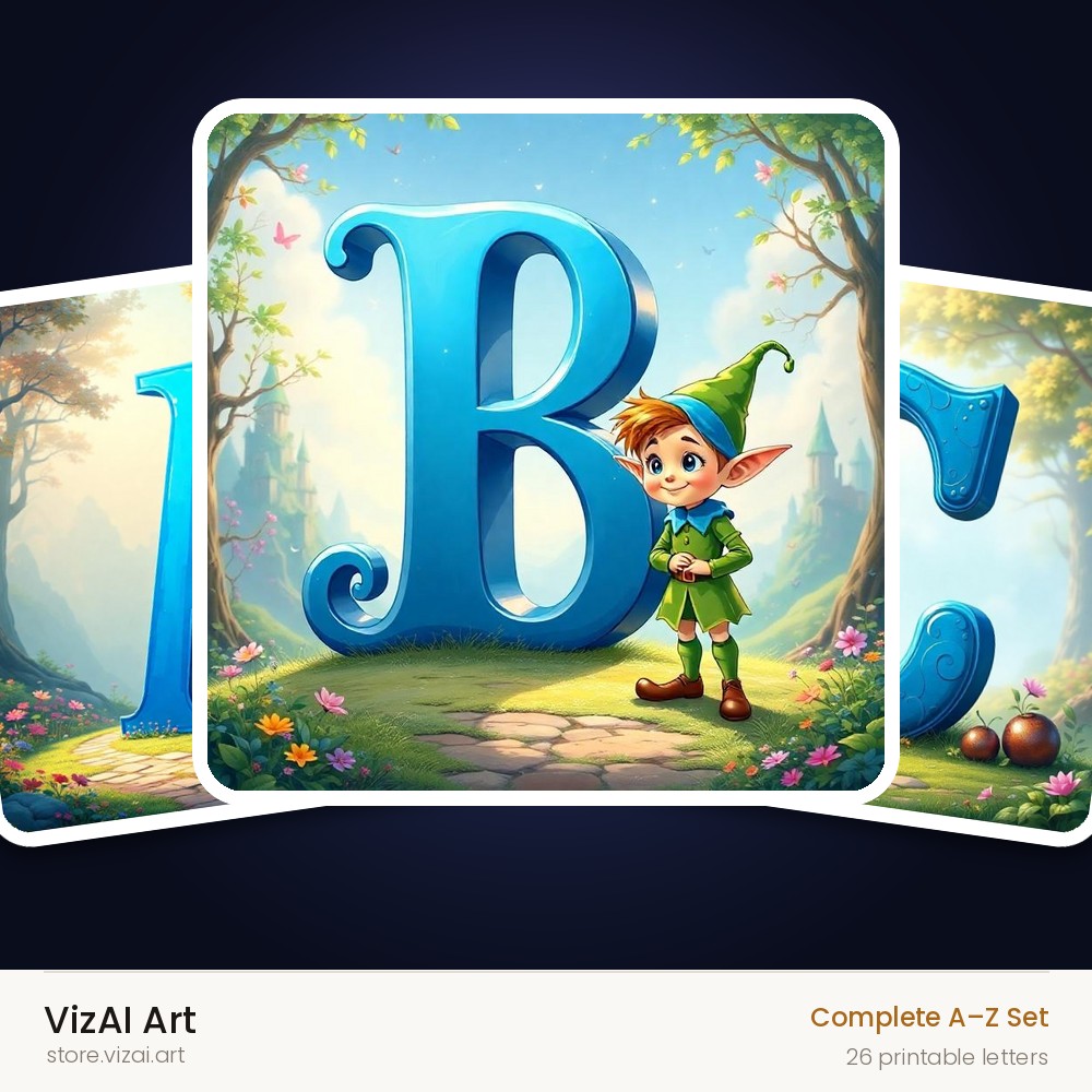 VizAI Art — complete A–Z printable alphabet set