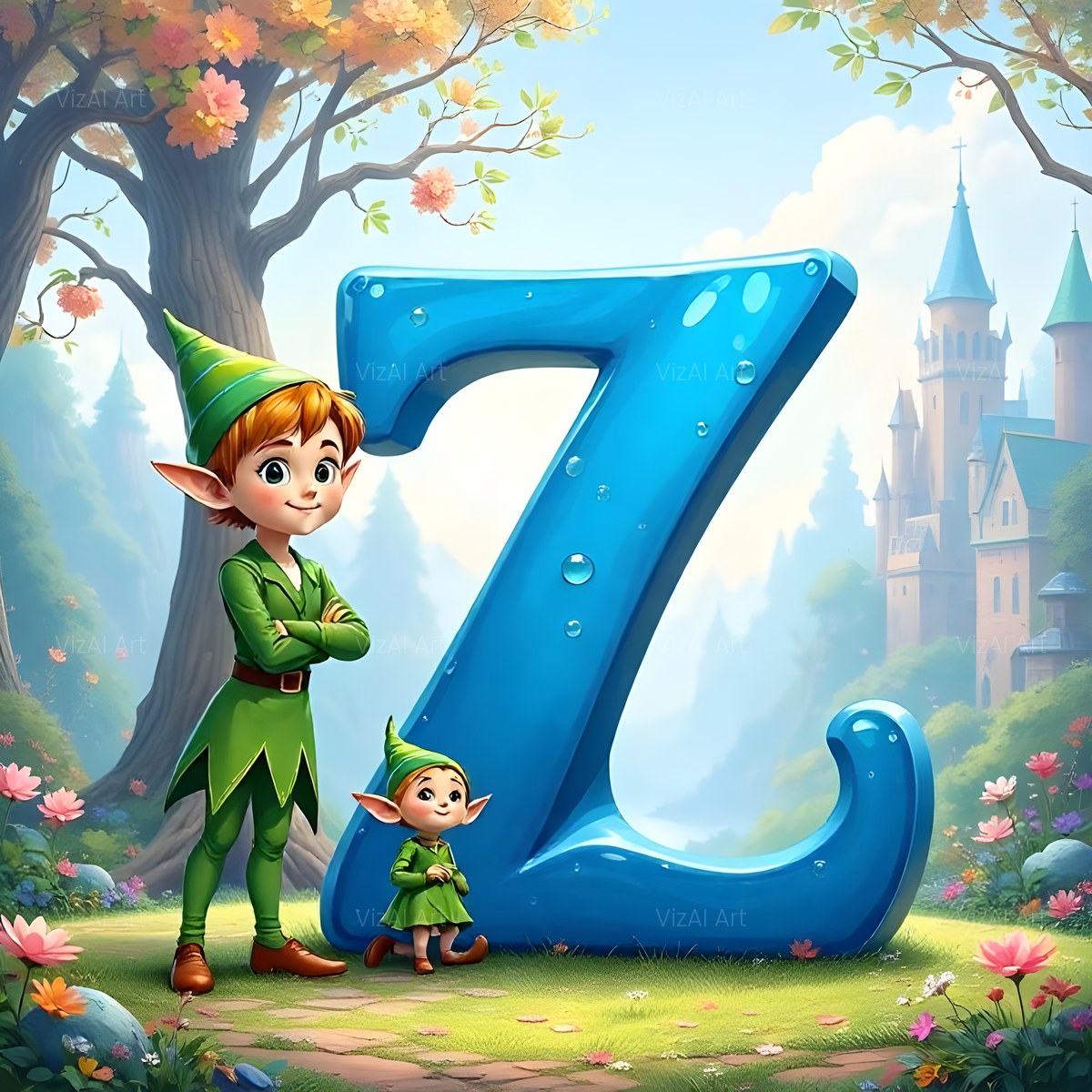 Christmas Enchanted Elf Wonder alphabet — printable letter Z
