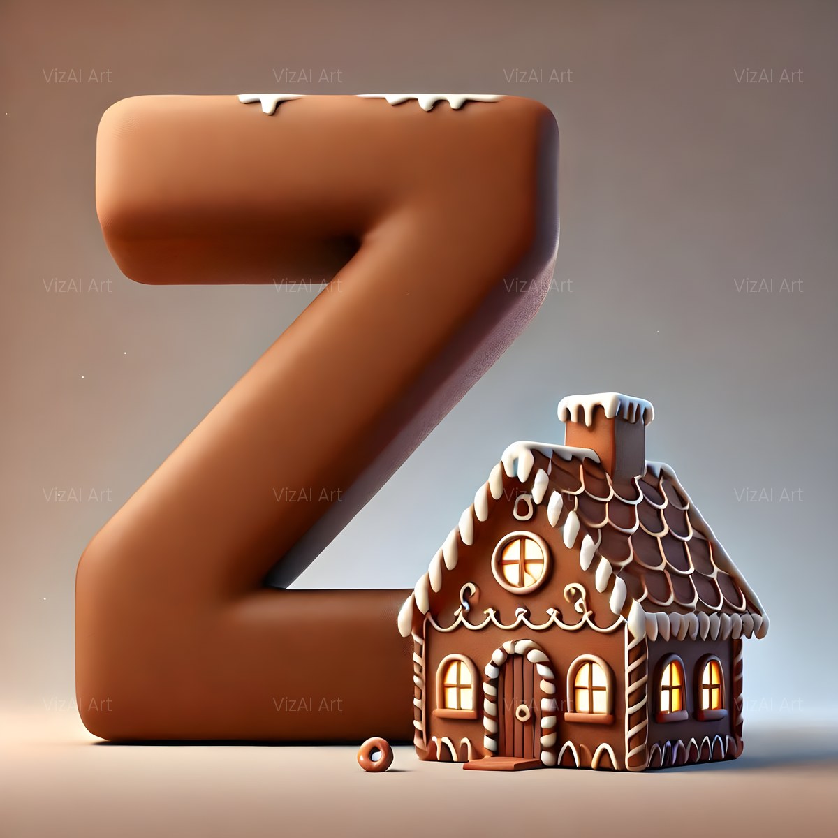 Christmas Cocoa Gingerbread Cottage alphabet — printable letter Z