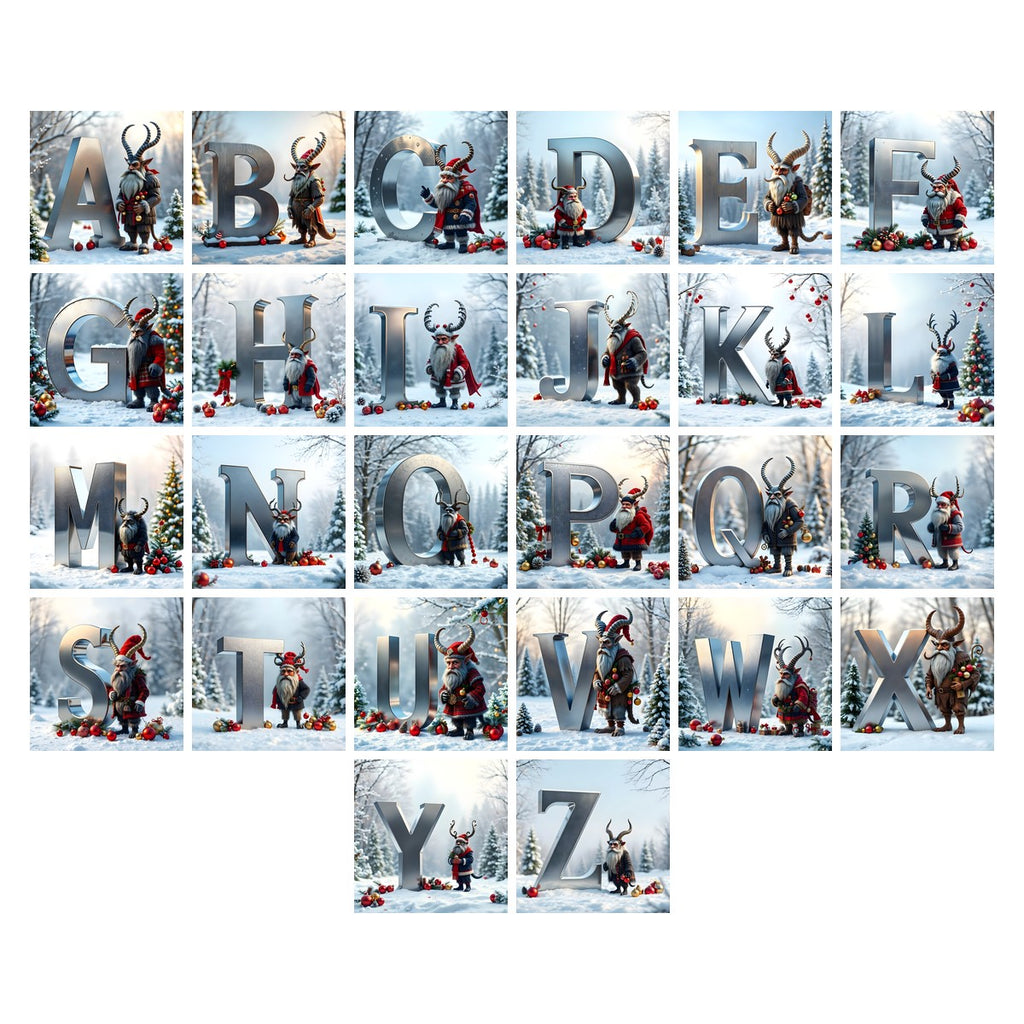 Christmas Iron Krampus Legend alphabet — all 26 letters A to Z, choose any single letter