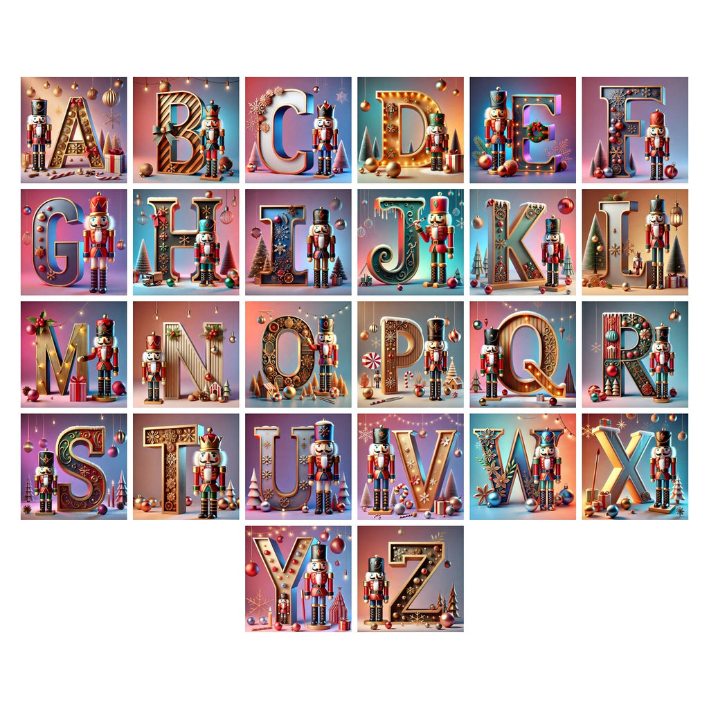 Christmas Nutcracker Parade Charm alphabet — all 26 letters A to Z, choose any single letter