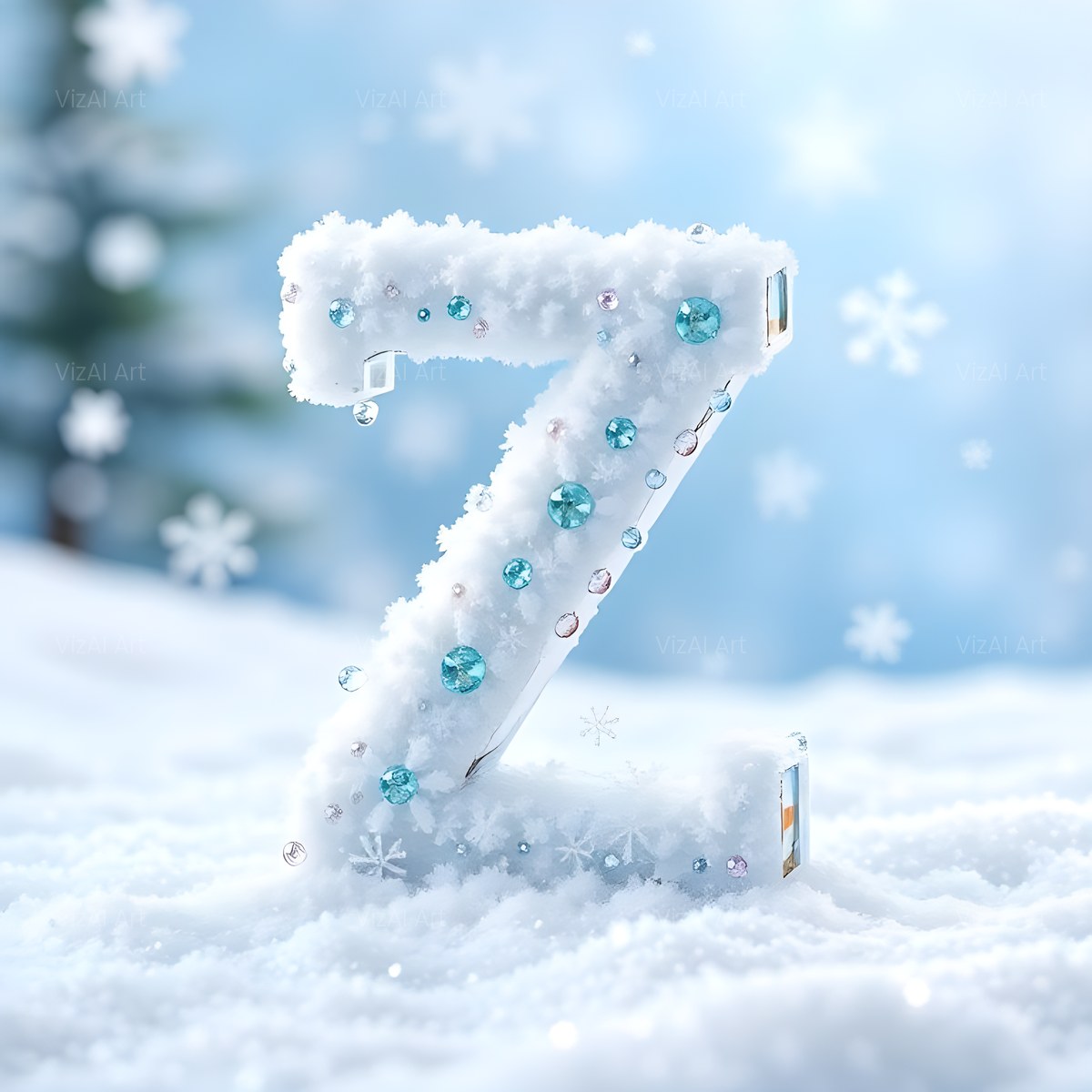 Christmas Frosted Snow Cottage alphabet — printable letter Z