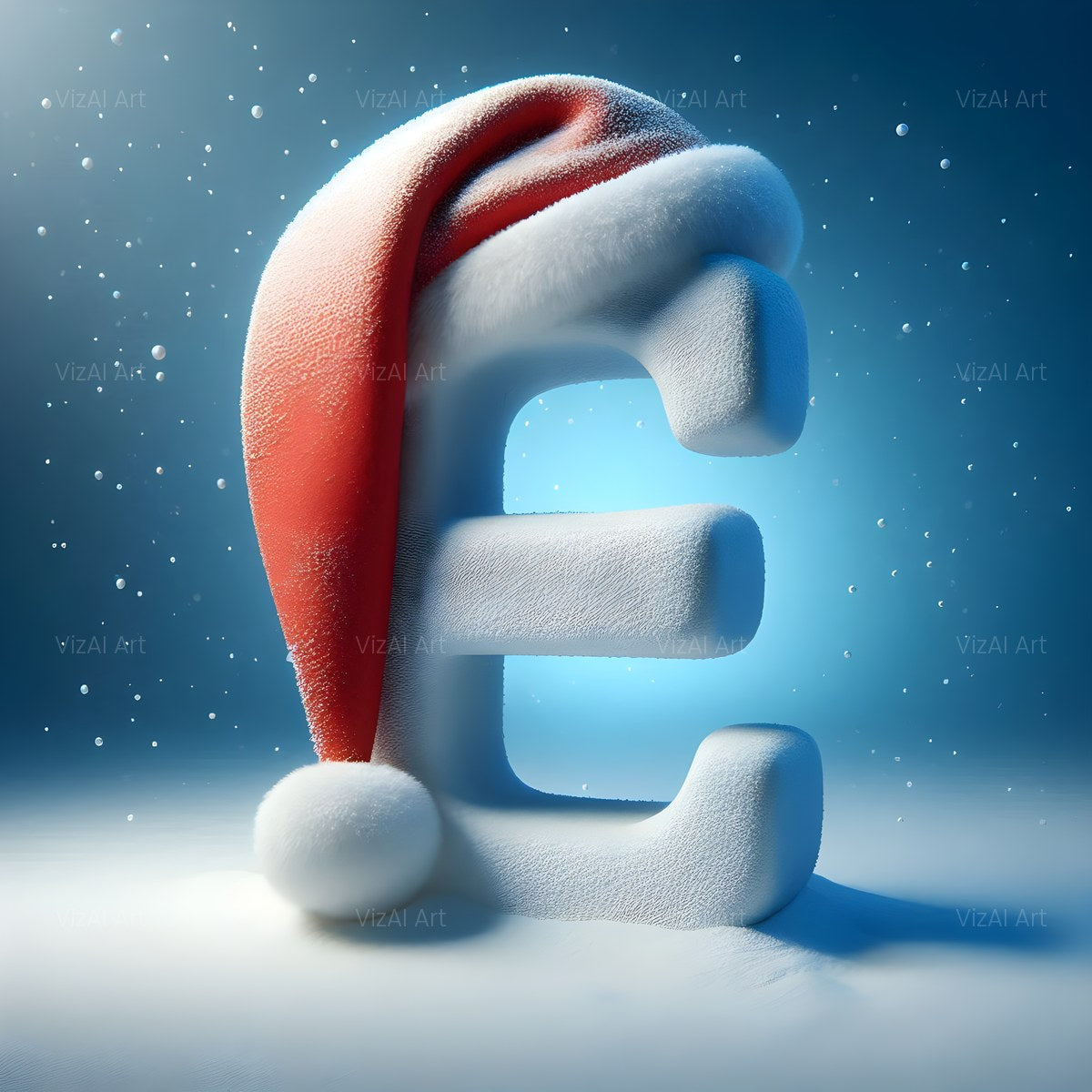 Christmas Snowy Santa Cheer alphabet — printable letter E