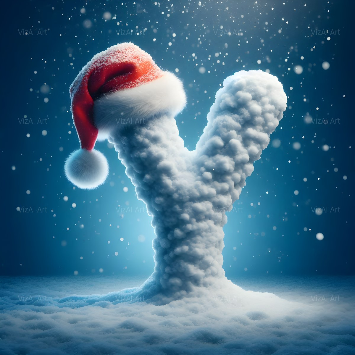 Christmas Snowy Santa Cheer alphabet — printable letter Y