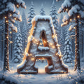 Christmas Snowy Forest Glow alphabet — printable letter A