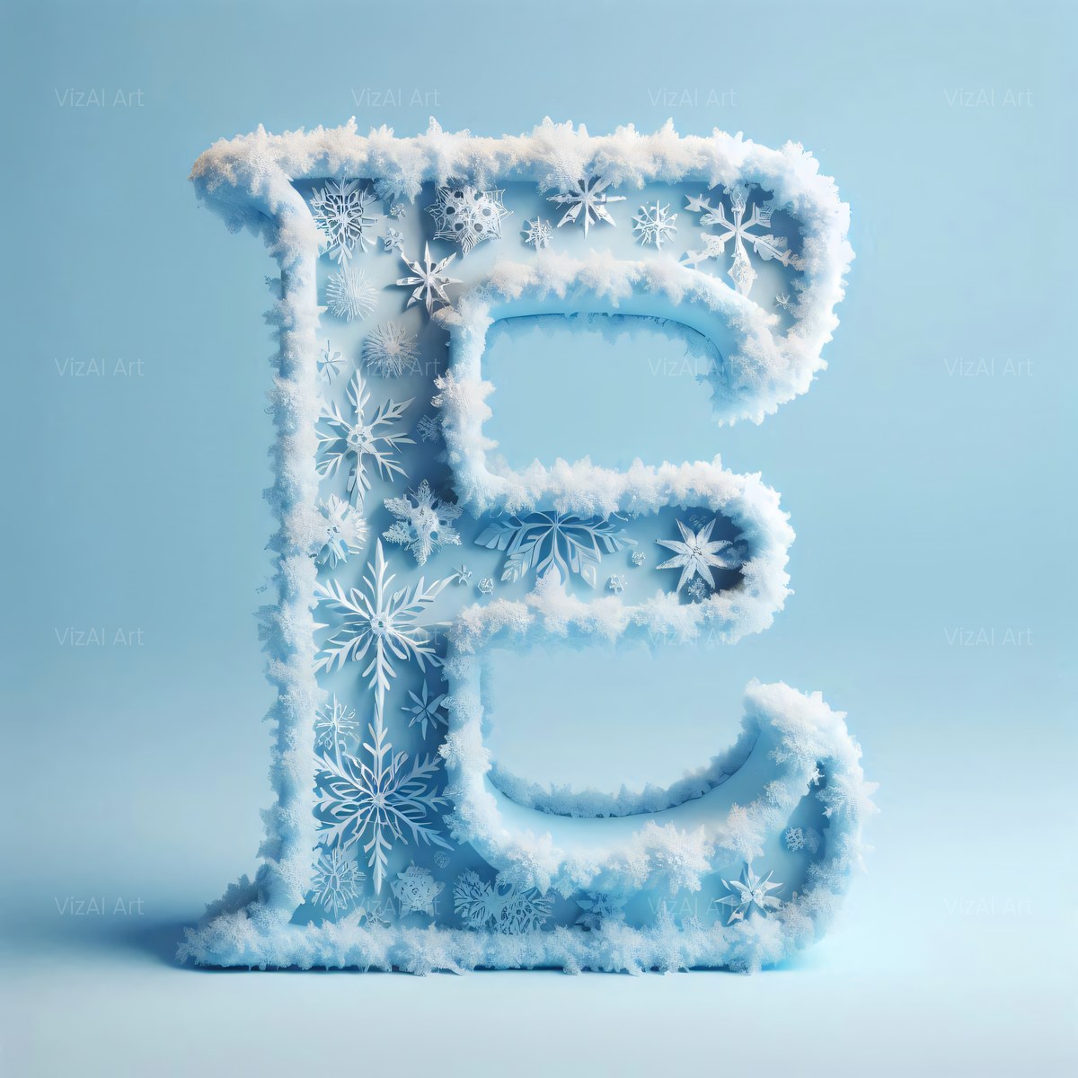Christmas Crystal Snowflake Lace alphabet — printable letter E