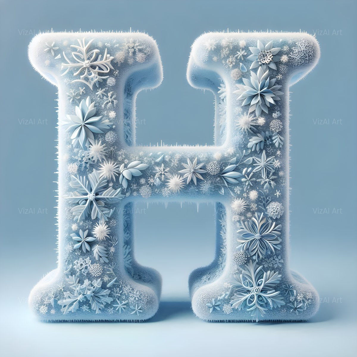 Christmas Crystal Snowflake Lace alphabet — printable letter H