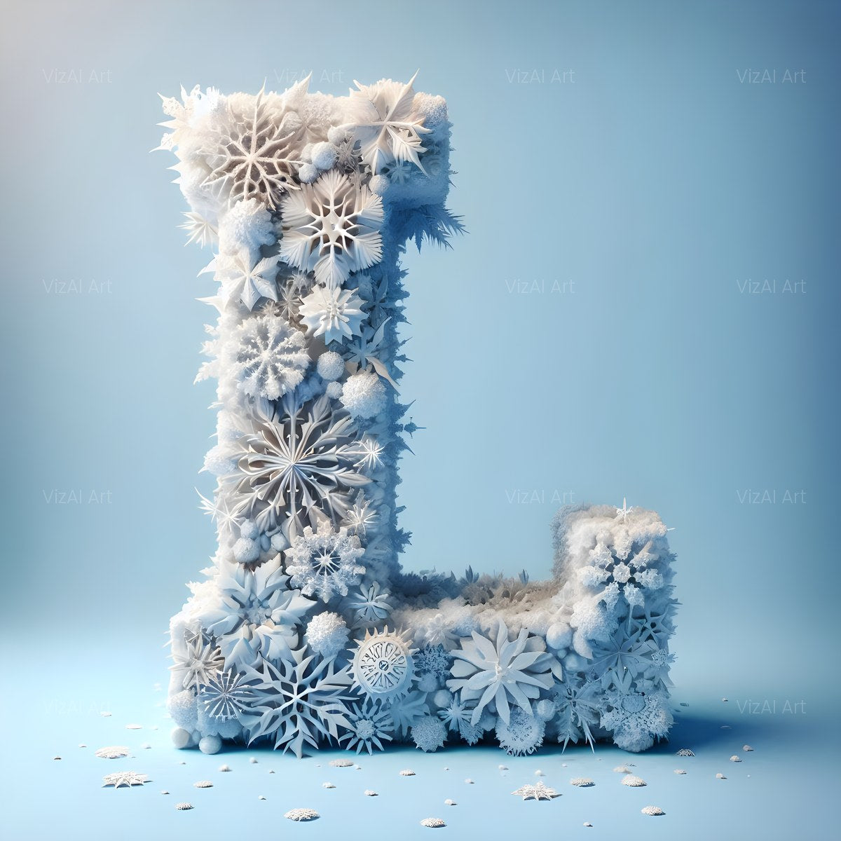 Christmas Crystal Snowflake Lace alphabet — printable letter L