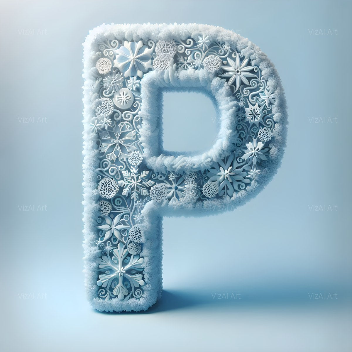 Christmas Crystal Snowflake Lace alphabet — printable letter P