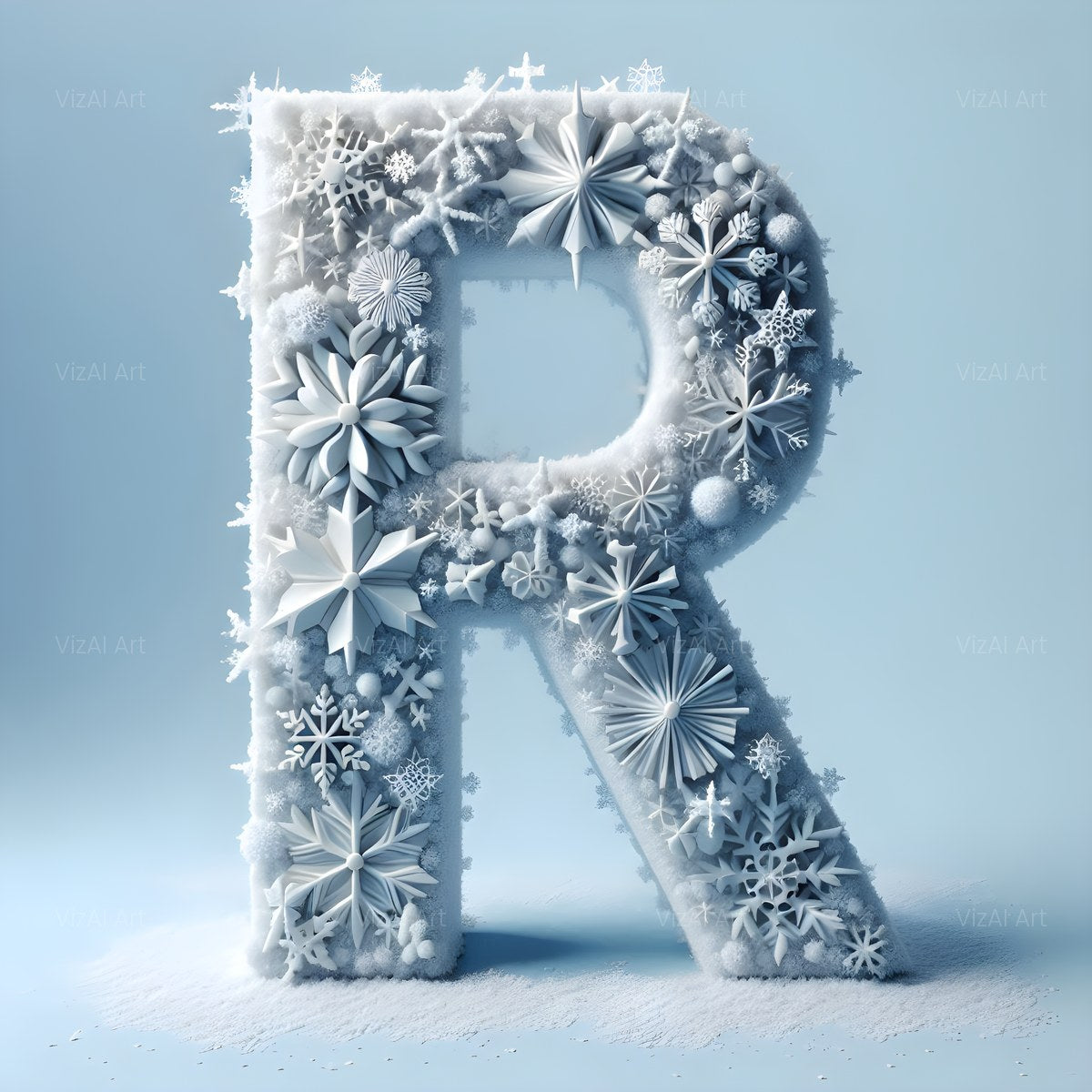 Christmas Crystal Snowflake Lace alphabet — printable letter R