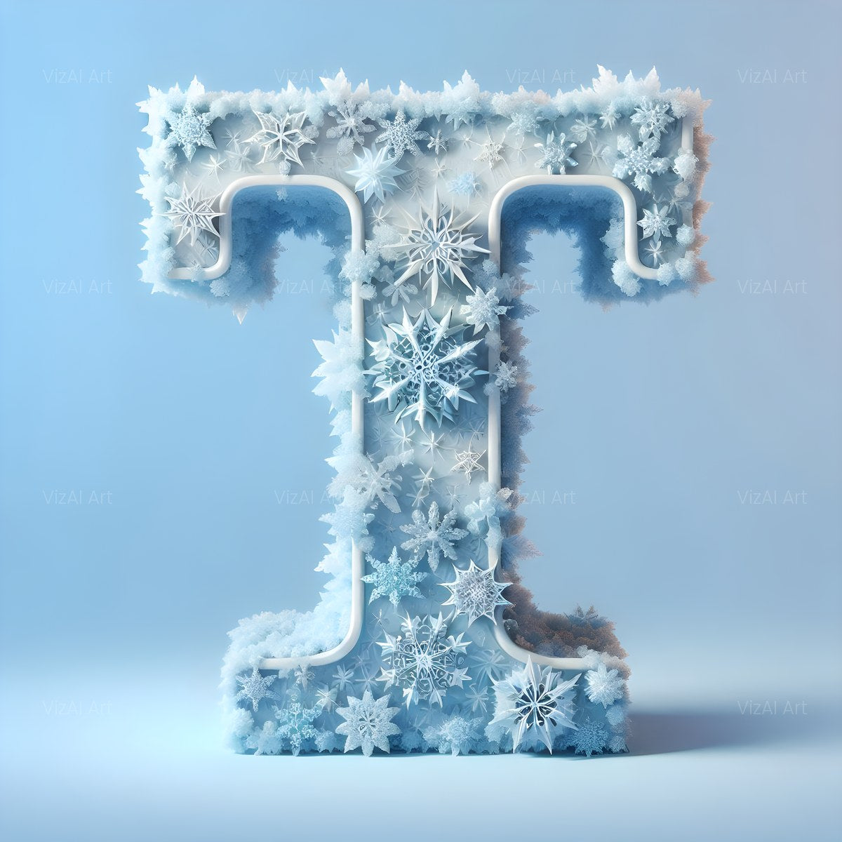 Christmas Crystal Snowflake Lace alphabet — printable letter T