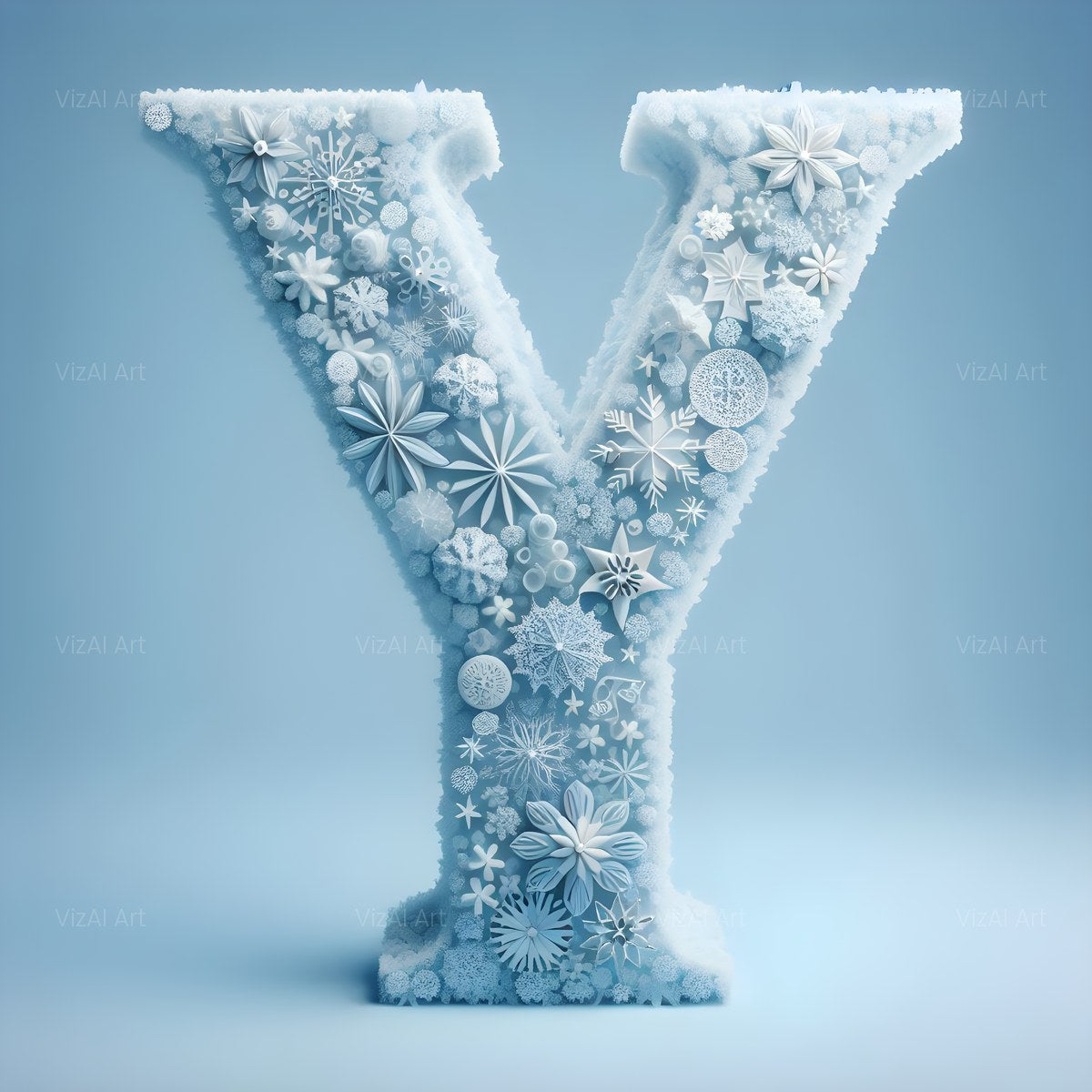 Christmas Crystal Snowflake Lace alphabet — printable letter Y