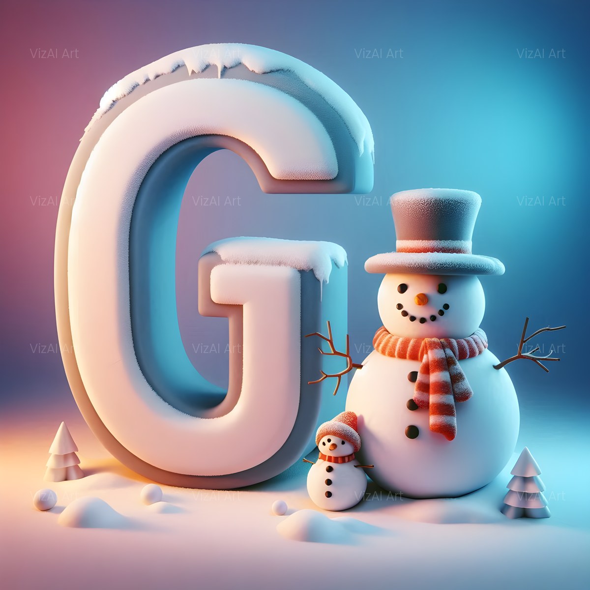 Christmas Snowman Starlight Cheer alphabet — printable letter G