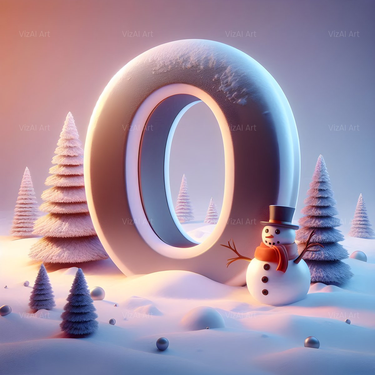 Christmas Snowman Starlight Cheer alphabet — printable letter O