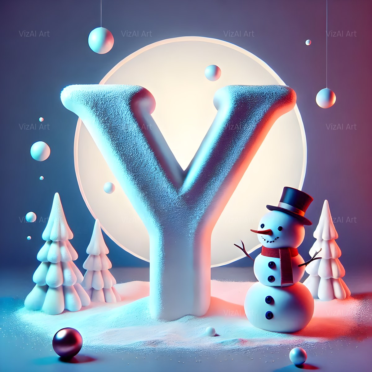 Christmas Snowman Starlight Cheer alphabet — printable letter Y