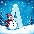 Christmas Frosted Snowman Joy alphabet — printable letter A