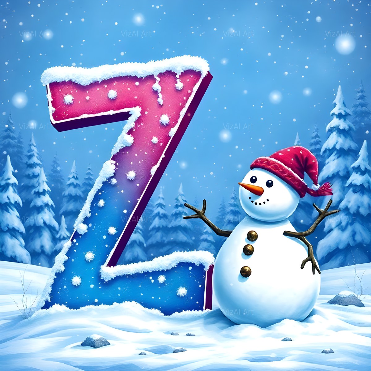 Christmas Frosted Snowman Joy alphabet — printable letter Z