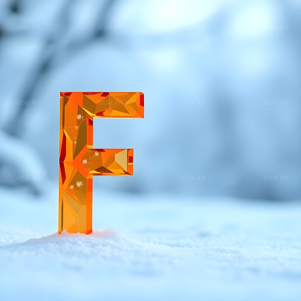 Christmas Ember Snowflake Glow alphabet — printable letter F