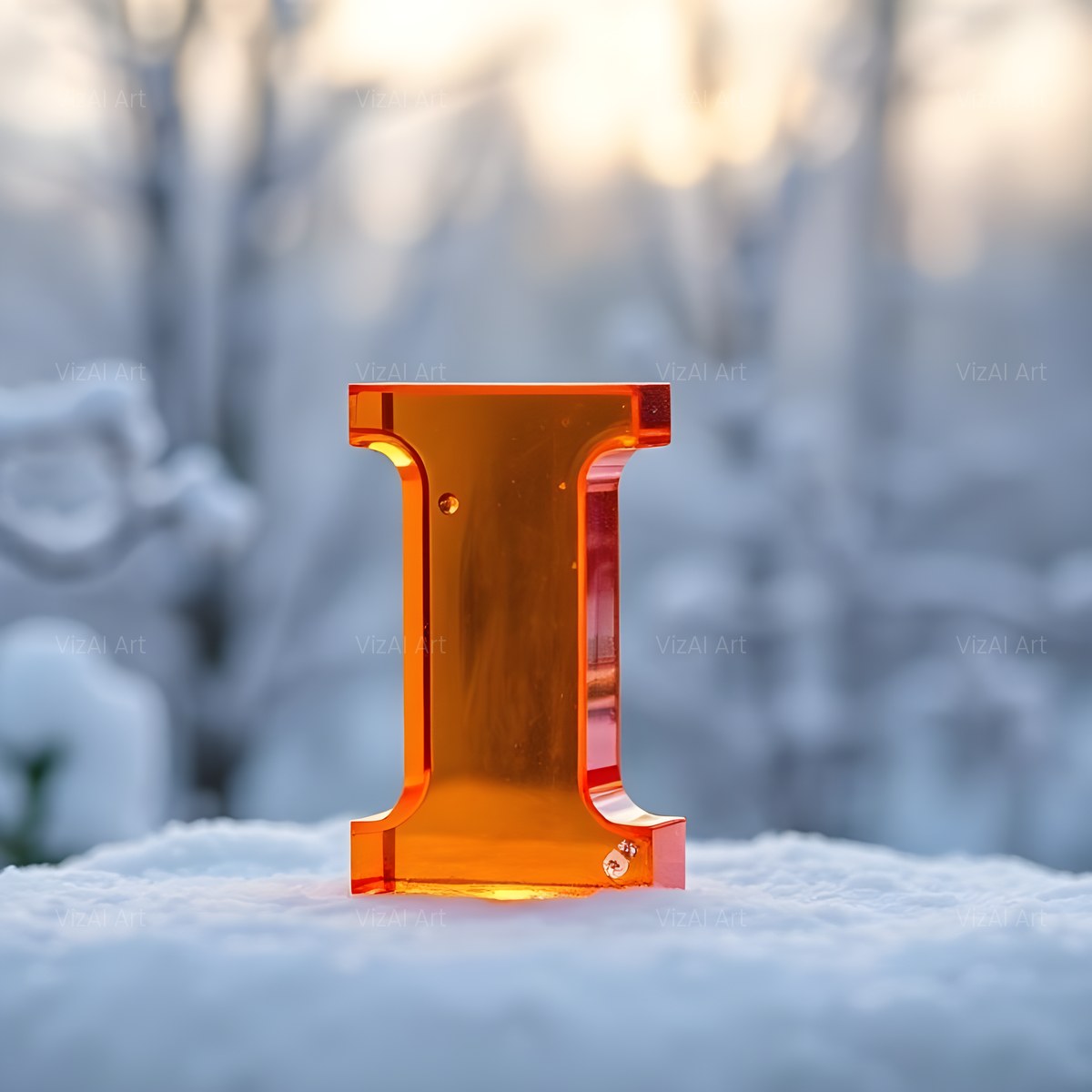 Christmas Ember Snowflake Glow alphabet — printable letter I