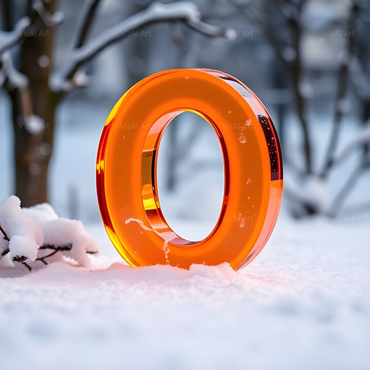 Christmas Ember Snowflake Glow alphabet — printable letter O