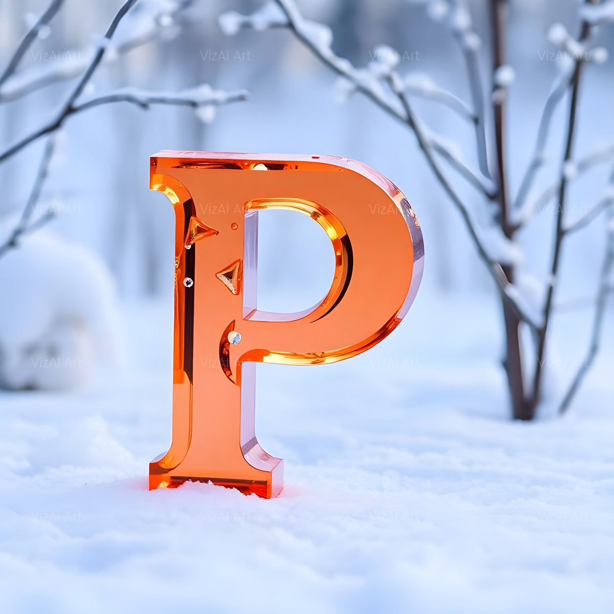 Christmas Ember Snowflake Glow alphabet — printable letter P