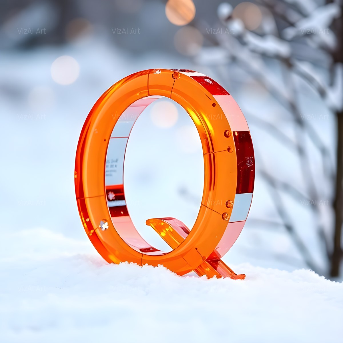 Christmas Ember Snowflake Glow alphabet — printable letter Q