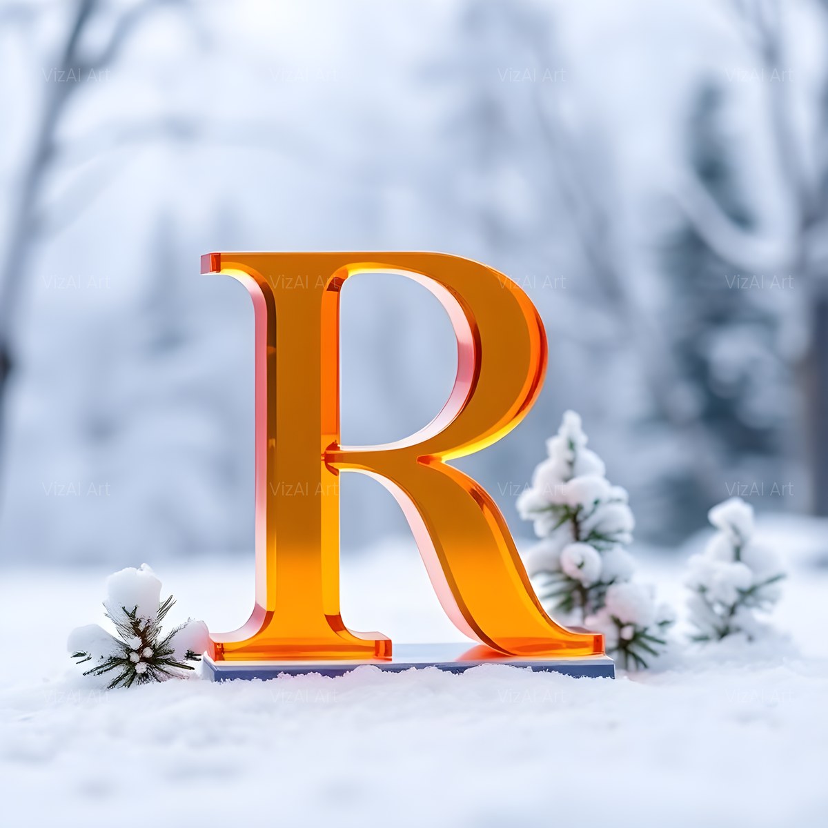 Christmas Ember Snowflake Glow alphabet — printable letter R