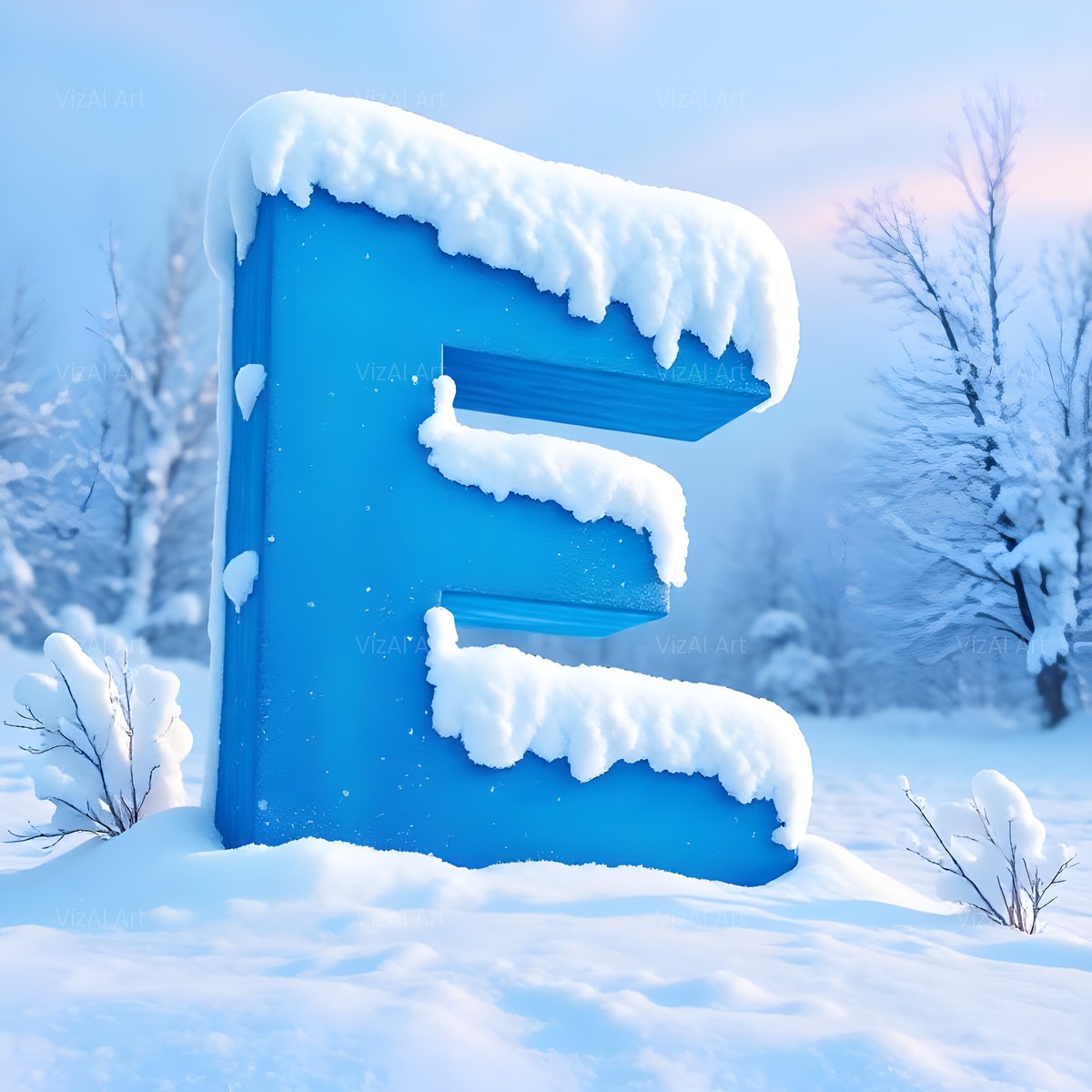 Christmas Sapphire Winter Glow alphabet — printable letter E