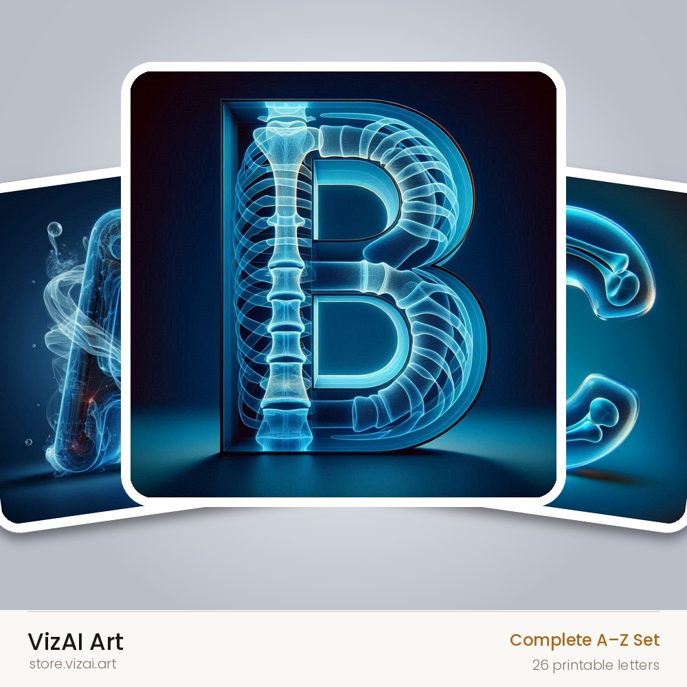 X-Ray Skeleton Scan alphabet — choose an individual printable letter