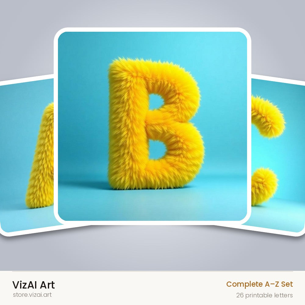 Yellow Plush Fur alphabet — choose an individual printable letter