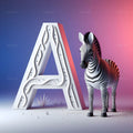 Zebra Safari White alphabet — printable letter A