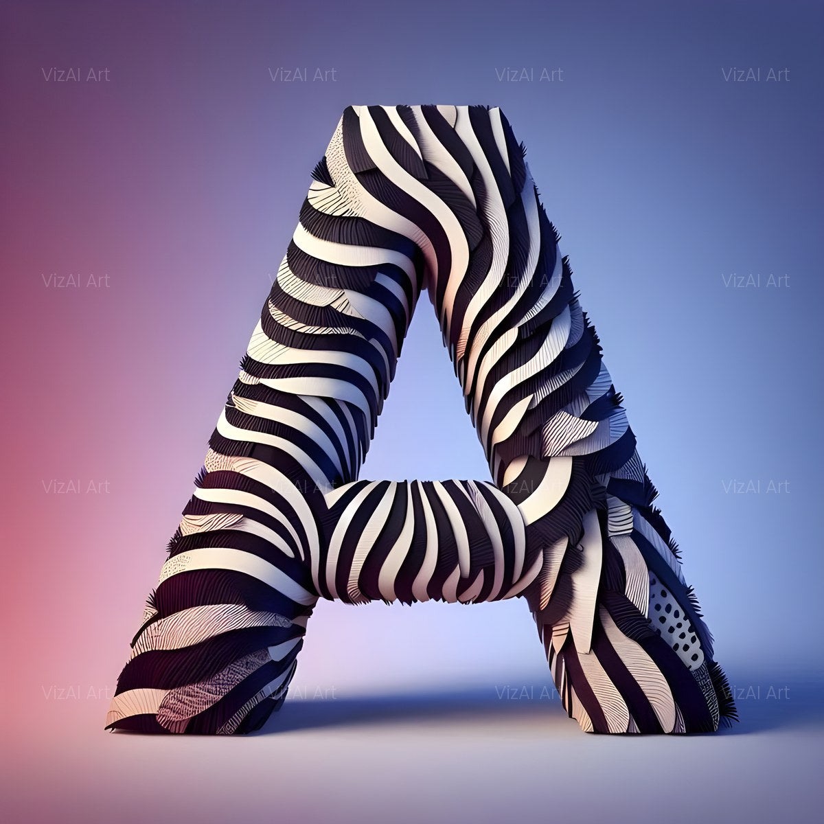 Zebra Stripe Leather alphabet — printable letter A