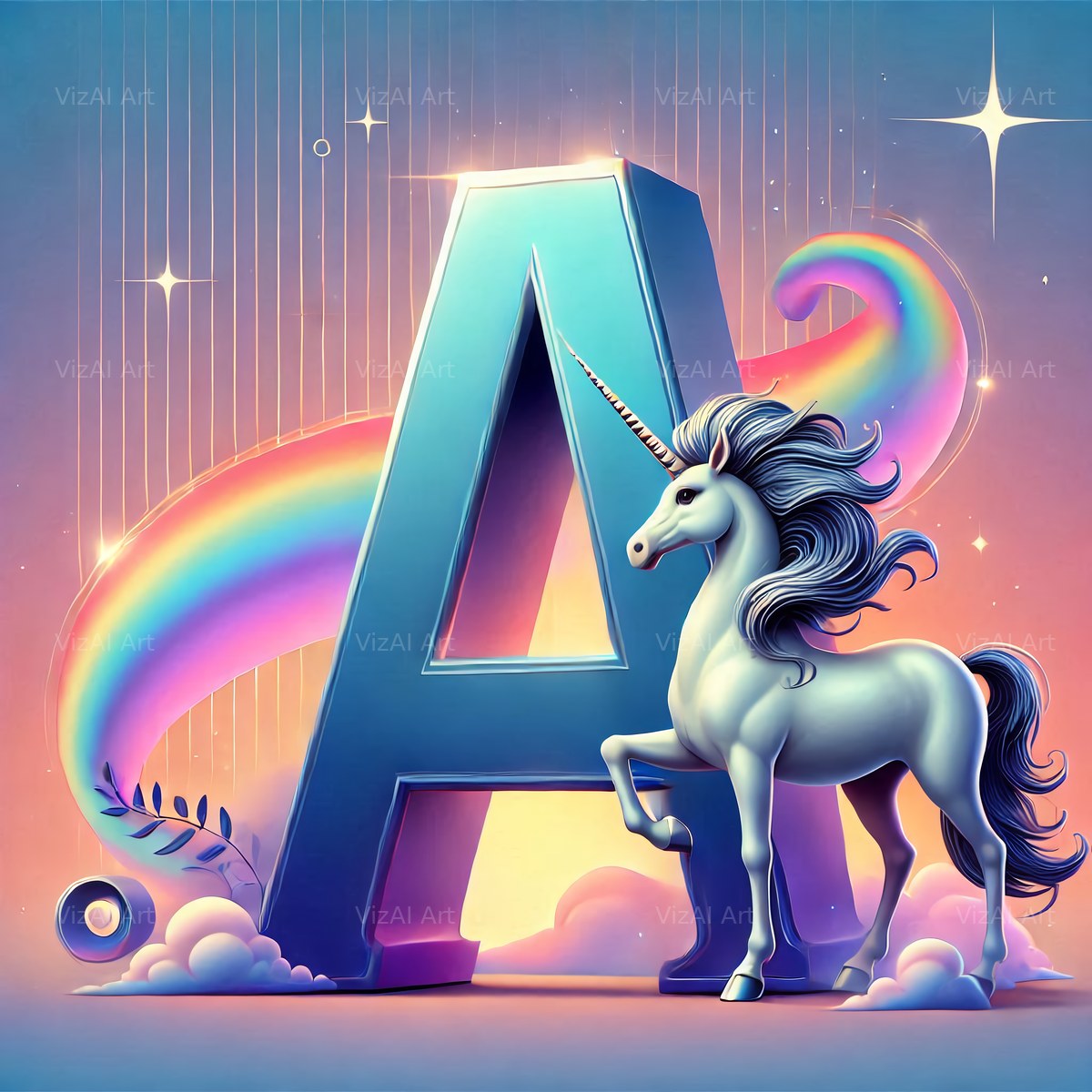 Unicorn alphabet letter A